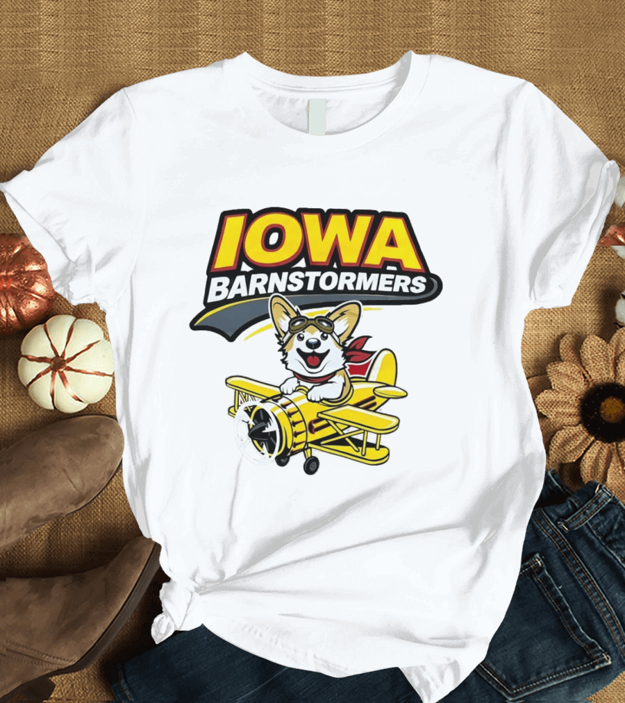 Iowa Barnstormers Corgi Pilot Airplane T-Shirt