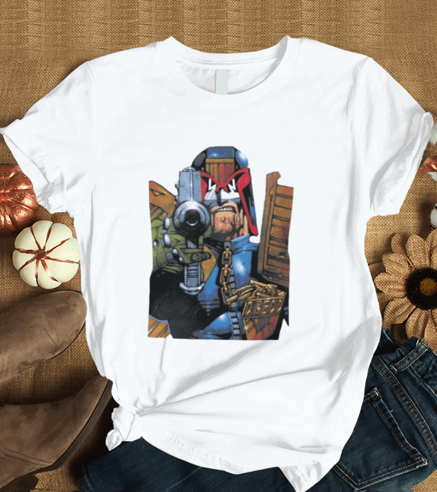 Judge Dredd 2000 AD Comic Book Character With Iconic Outfit T-Shirt