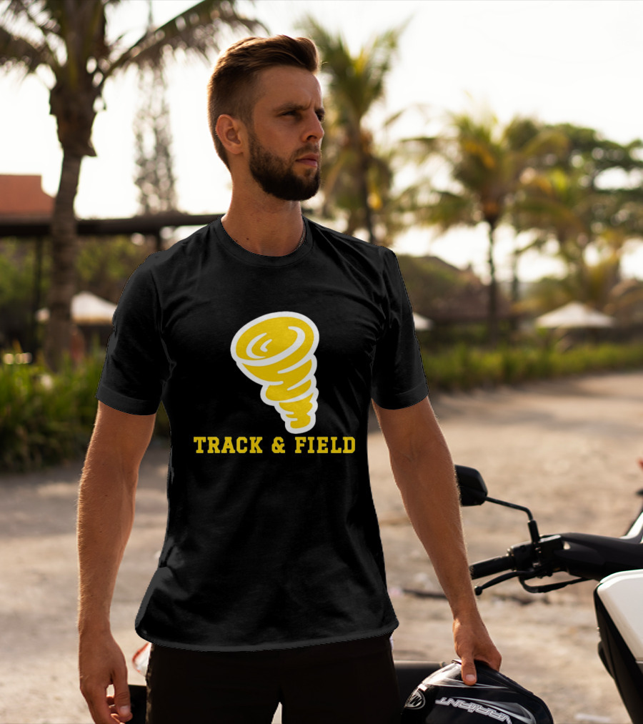 Tornado Track And Field Yellow Swirl Team Athletics T-Shirt