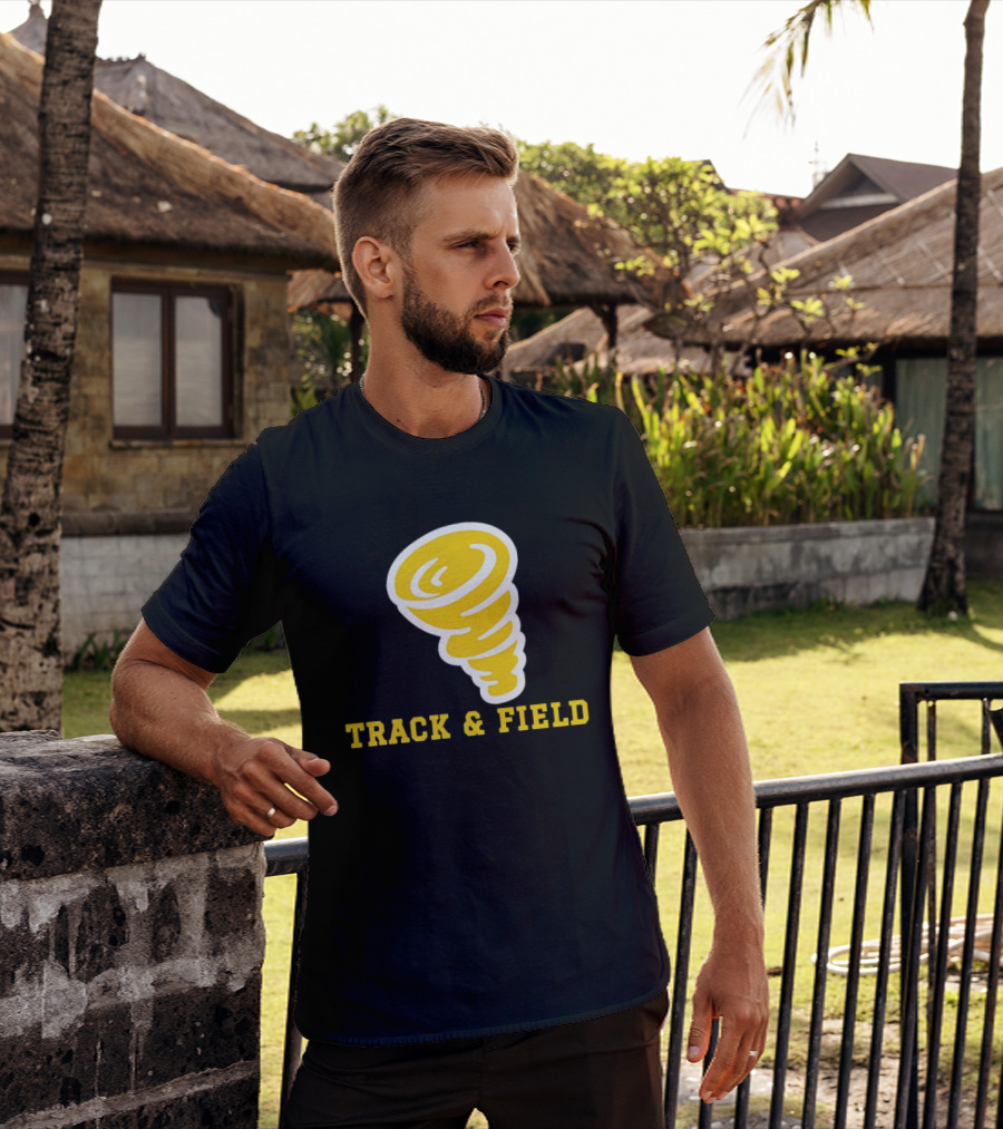 Tornado Track And Field Yellow Swirl Team Athletics T-Shirt