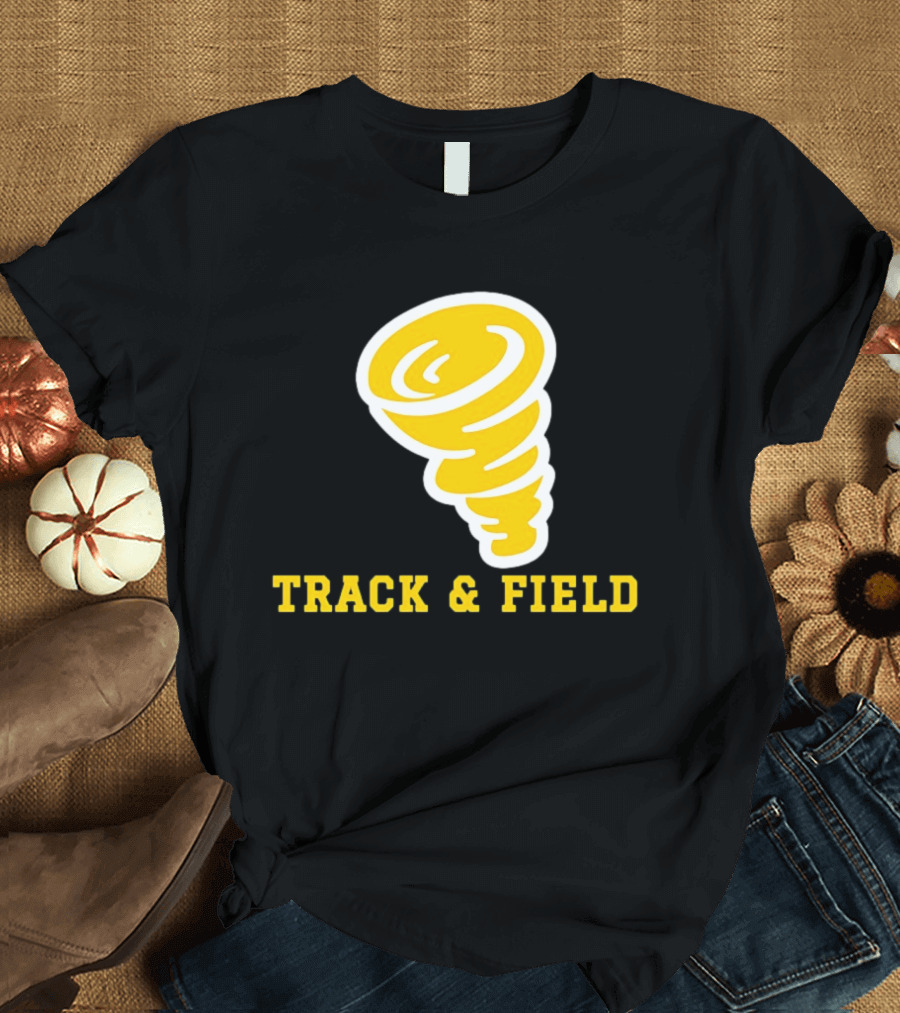 Tornado Track And Field Yellow Swirl Team Athletics T-Shirt