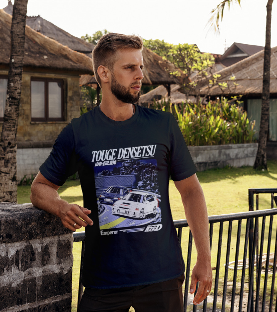 Touge Densetsu Emperor Initial D Mitsubishi Lancer Evolution Racing Scene T-Shirt
