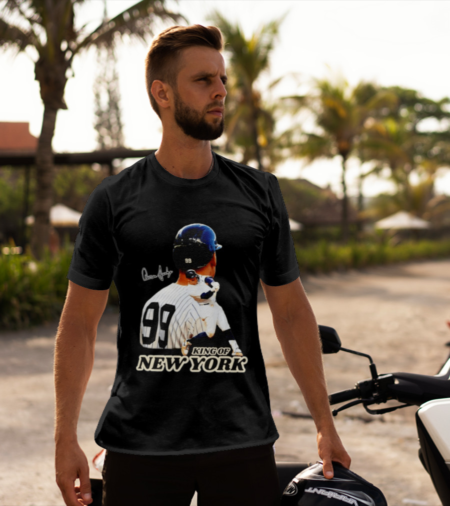 Aaron Judge 99 King Of New York Yankees Baseball Player Signed T-Shirt