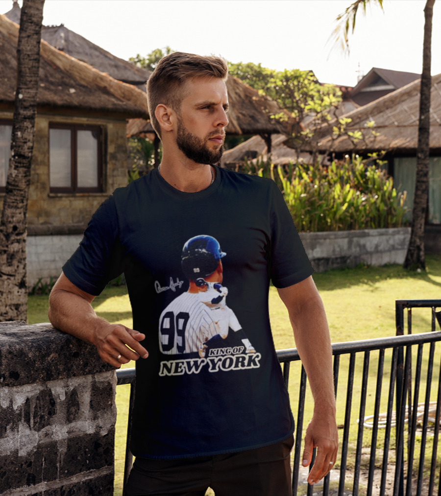 Aaron Judge 99 King Of New York Yankees Baseball Player Signed T-Shirt
