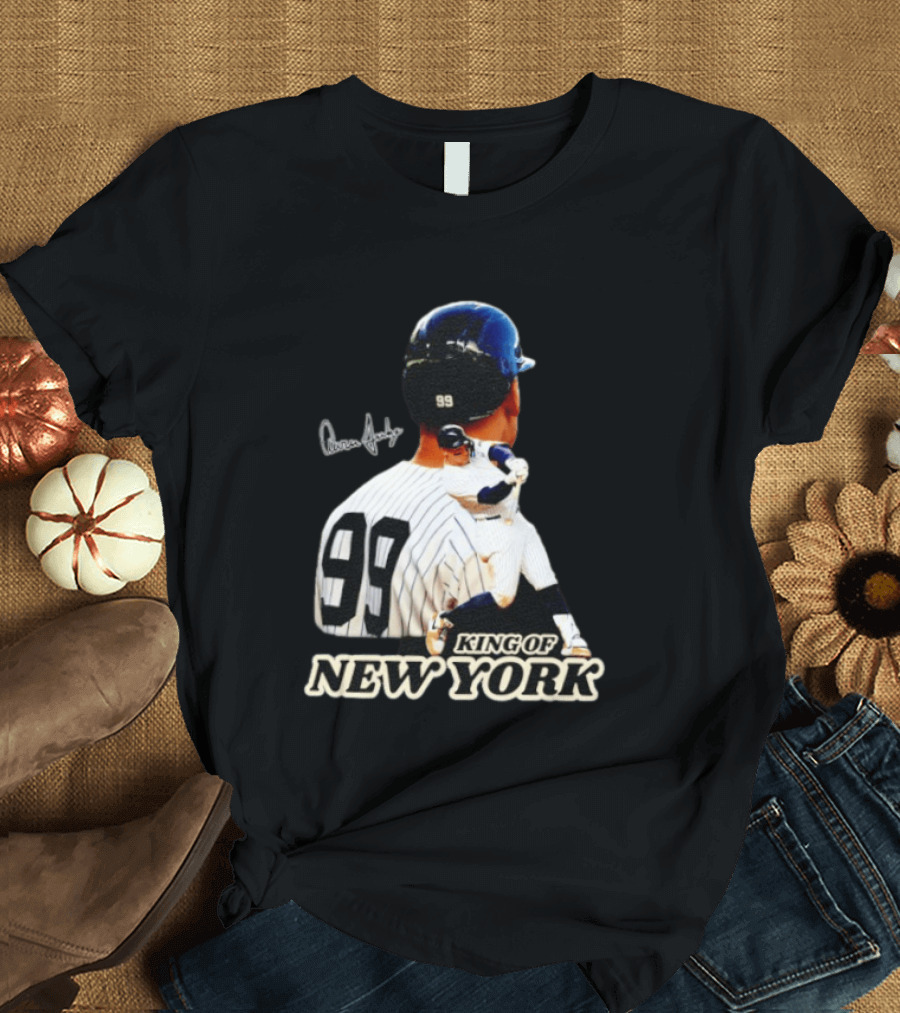 Aaron Judge 99 King Of New York Yankees Baseball Player Signed T-Shirt