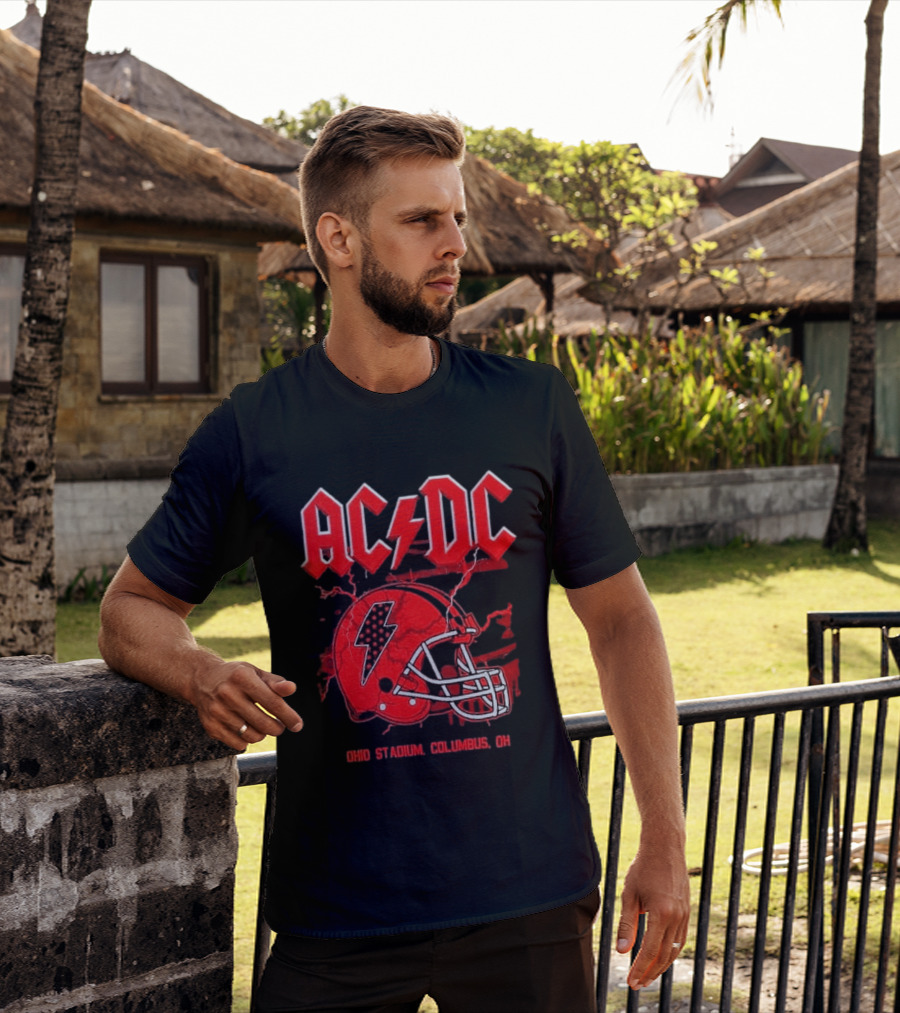 ACDC Pwr Up Tour 2026 Ohio Stadium Columbus Exclusive July 15 Lightning Bolt Helmet T-Shirt