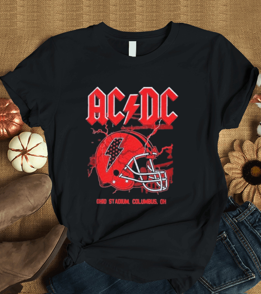 ACDC Pwr Up Tour 2026 Ohio Stadium Columbus Exclusive July 15 Lightning Bolt Helmet T-Shirt