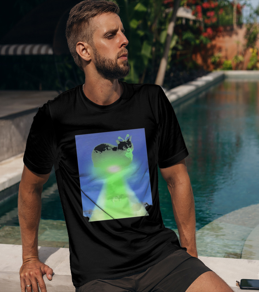 Alien Kitty UFO Beaming Cat Abduction With Tractor Beam And Cow T-Shirt