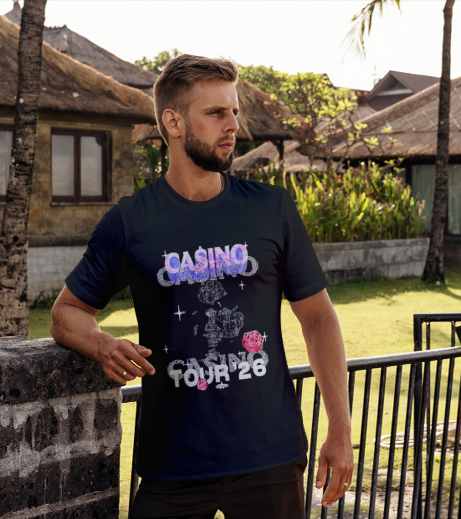 Casino Tour '26 Dice Gambling Las Vegas Sparkle Dice Stars T-Shirt