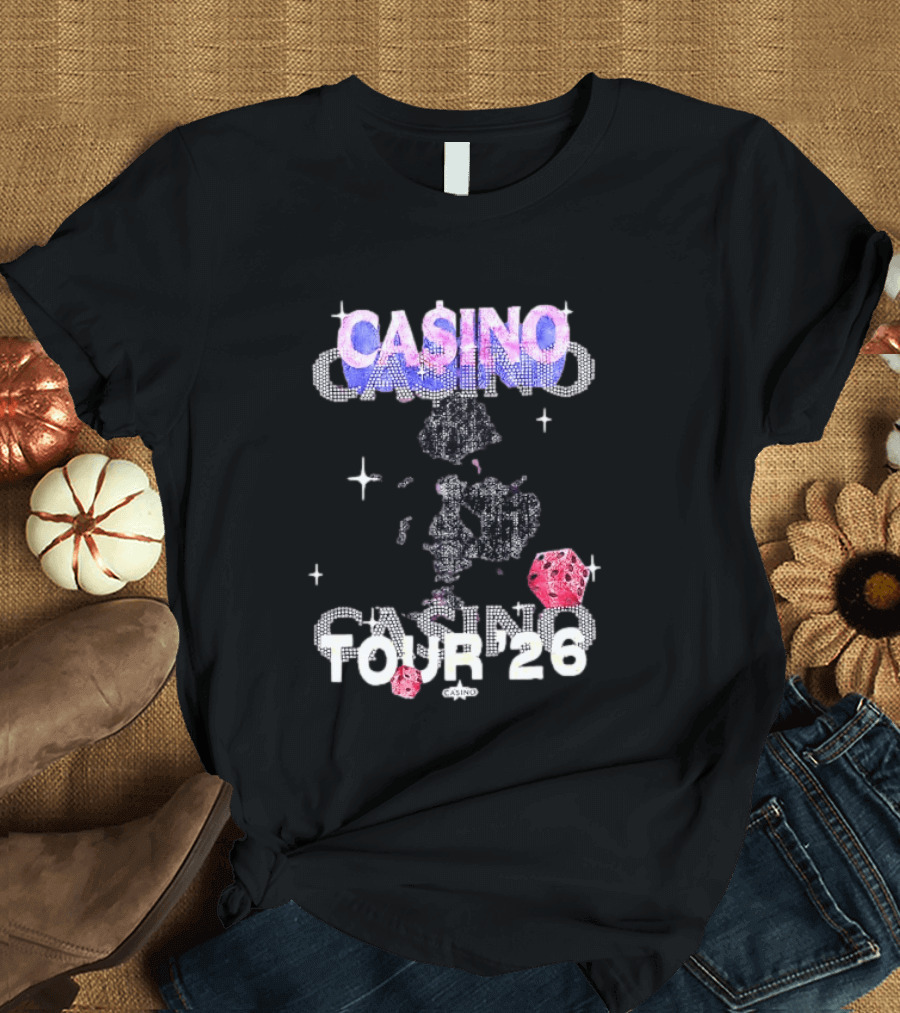 Casino Tour '26 Dice Gambling Las Vegas Sparkle Dice Stars T-Shirt