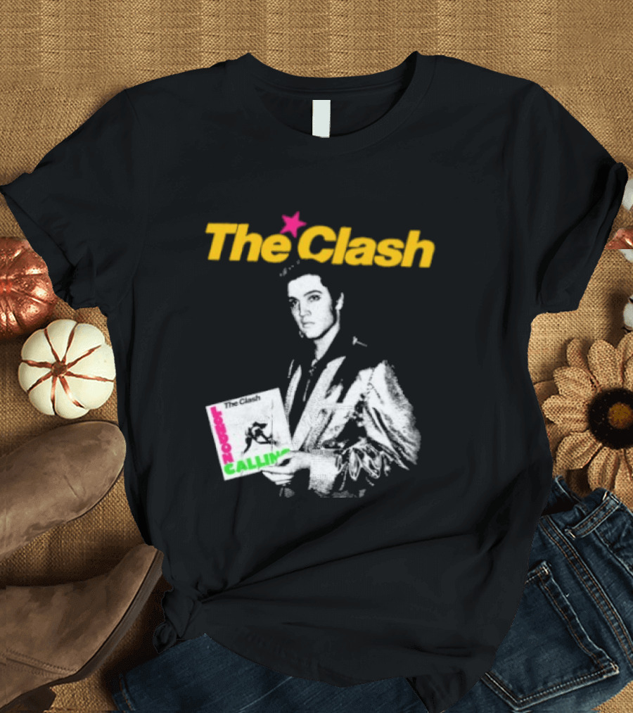The Clash Elvis Presley London Calling Album Image T-Shirt