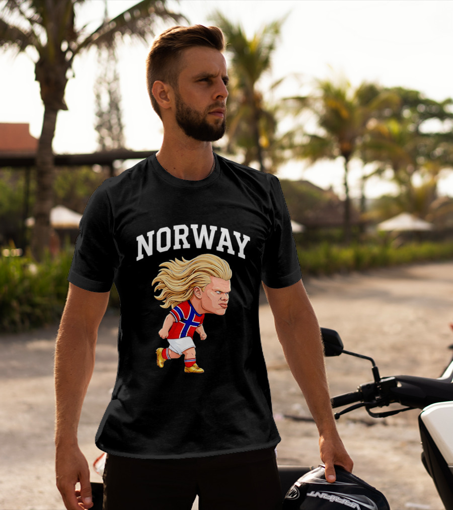Erling Haaland Norway Football Player Caricature Nordic Soccer Star T-Shirt