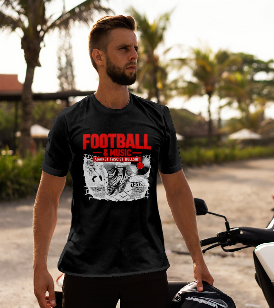 Football And Music Against Fascist Bullshit Vinyl Record 1312 T-Shirt