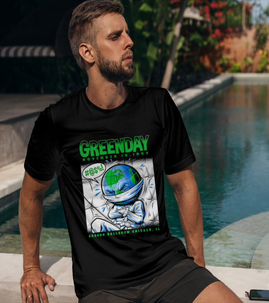 Greenday November 18 1994 Aragon Ballroom Chicago IL Earth T-Shirt