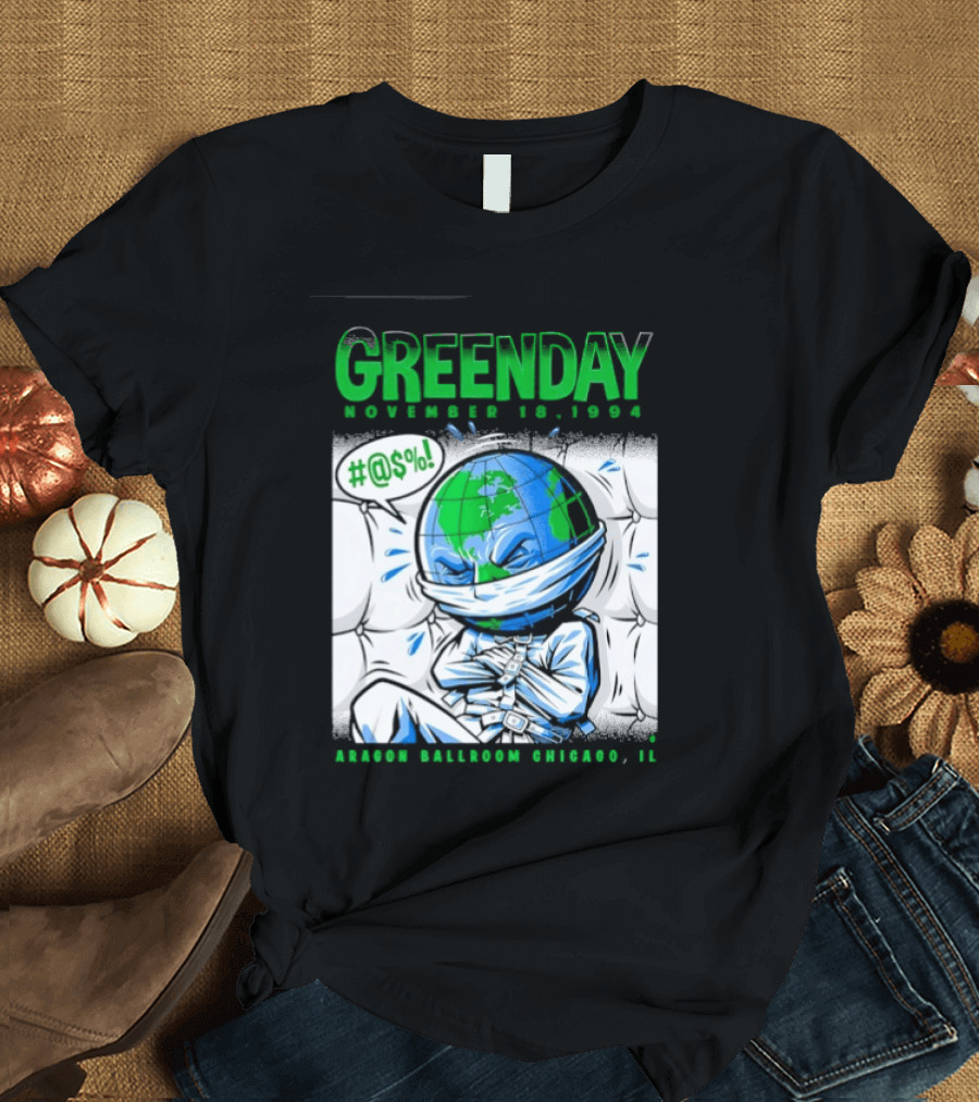Greenday November 18 1994 Aragon Ballroom Chicago IL Earth T-Shirt