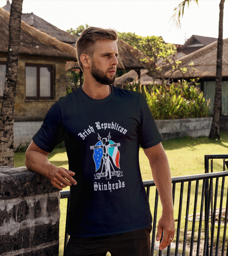 Irish Republican Skinheads Beir Bua Flag Cross T-Shirt