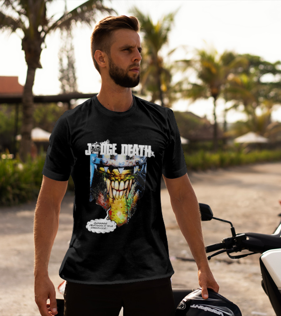 Judge Death 2000 AD Comic Book Character Jugggge Deathhhh At Your Sssservice T-Shirt