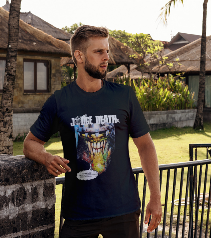 Judge Death 2000 AD Comic Book Character Jugggge Deathhhh At Your Sssservice T-Shirt