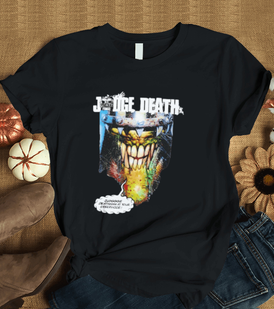 Judge Death 2000 AD Comic Book Character Jugggge Deathhhh At Your Sssservice T-Shirt
