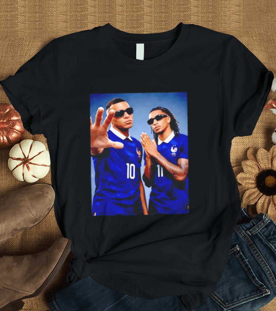 Kylian Mbappe Ousmane Dembele France National Football Team Jersey Blue T-Shirt