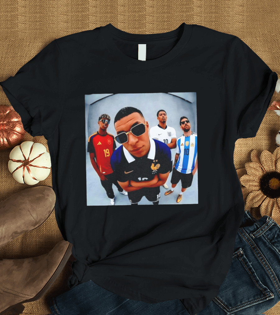 Kylian Mbappe Jude Bellingham Lionel Messi Football Stars Selfie Spain England Argentina France T-Shirt