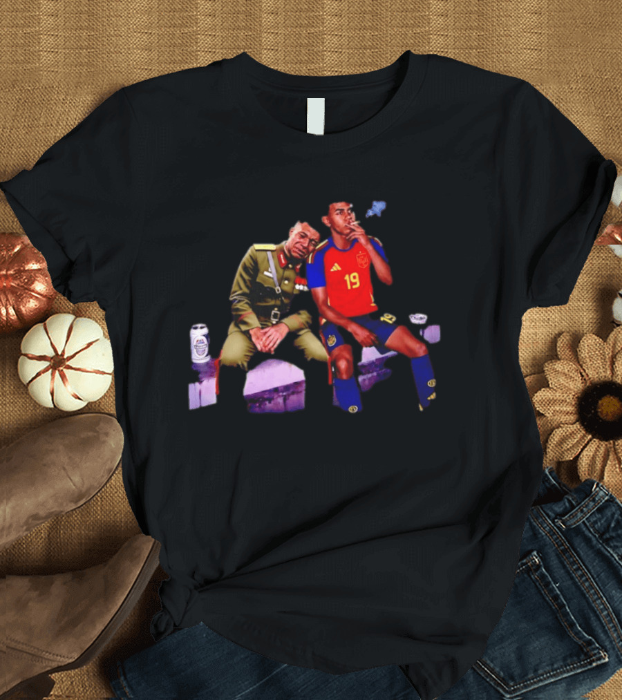 Mbappe And Yamal Drink Beer And Smoking 2026 Meme With Soccer Jerseys T-Shirt