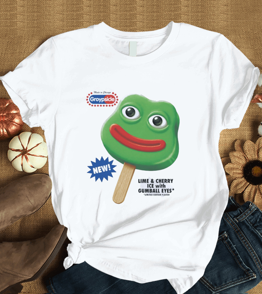 Groypsicle Lime And Cherry Ice With Gumball Eyes Limited Edition Made In Chicago T-Shirt