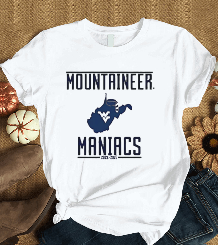 Mountaineer Maniacs West Virginia State Outline 2026 2027 T-Shirt