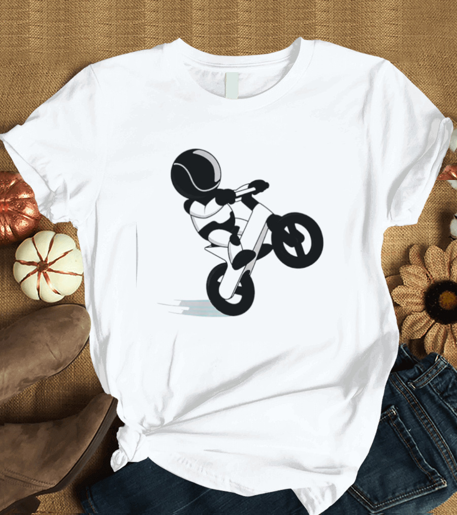 Stick Figure Biker Wheelie Adventure T-Shirt
