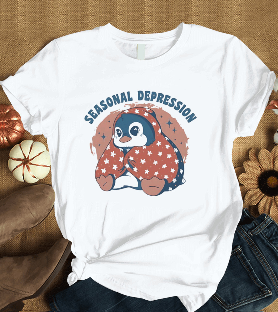 Penguins Seasonal Depression Cute Winter Cozy Starry T-Shirt
