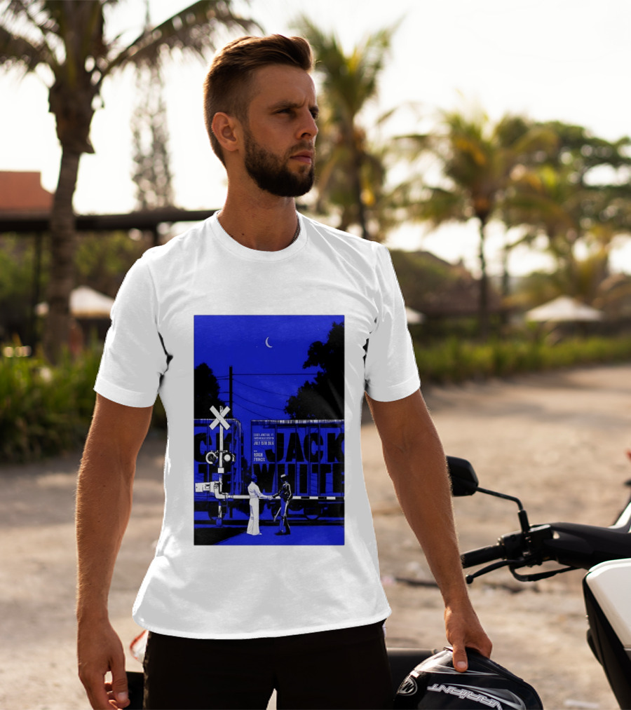 Jack White Rough Francis Essex Junction VT July 15 2026 Train Crossing Night Scene Moon T-Shirt