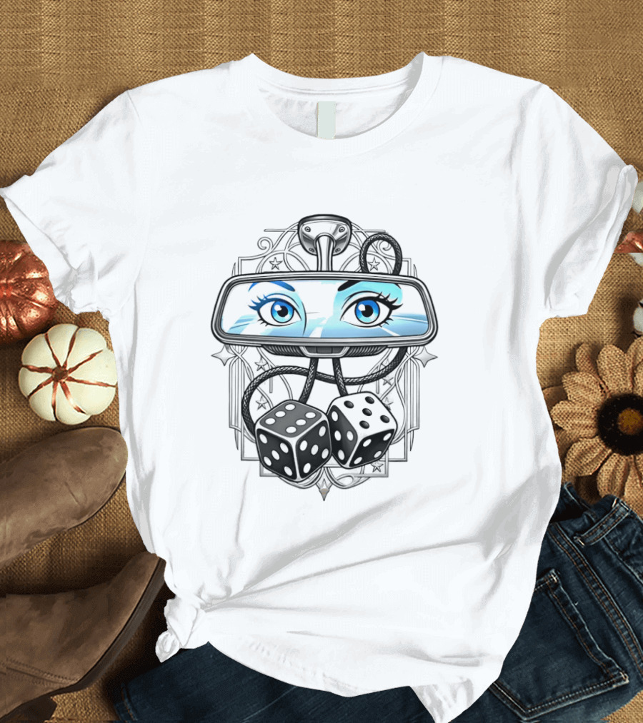 Rearview Mirror Eyes And Hanging Dice Car Accessories T-Shirt