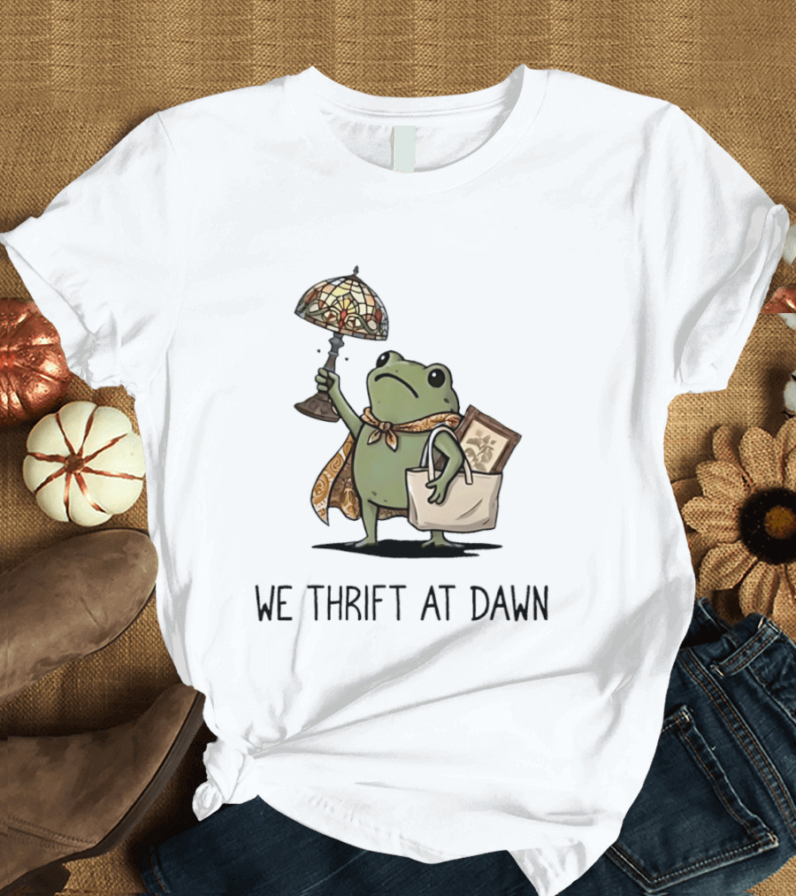 We Thrift At Dawn Frog With Vintage Lamp And T-Shirt