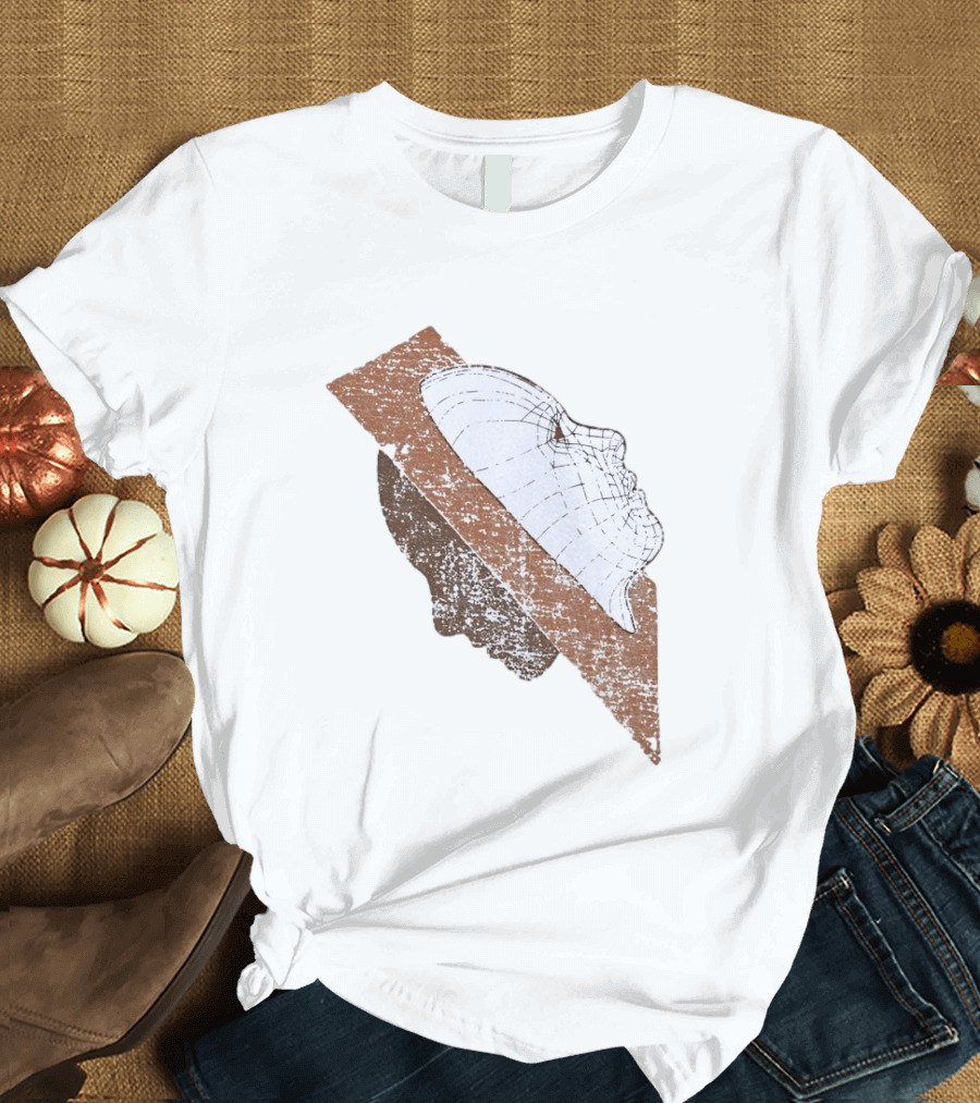 Wireframe Human Profile Collage Abstract Geometric Face T-Shirt
