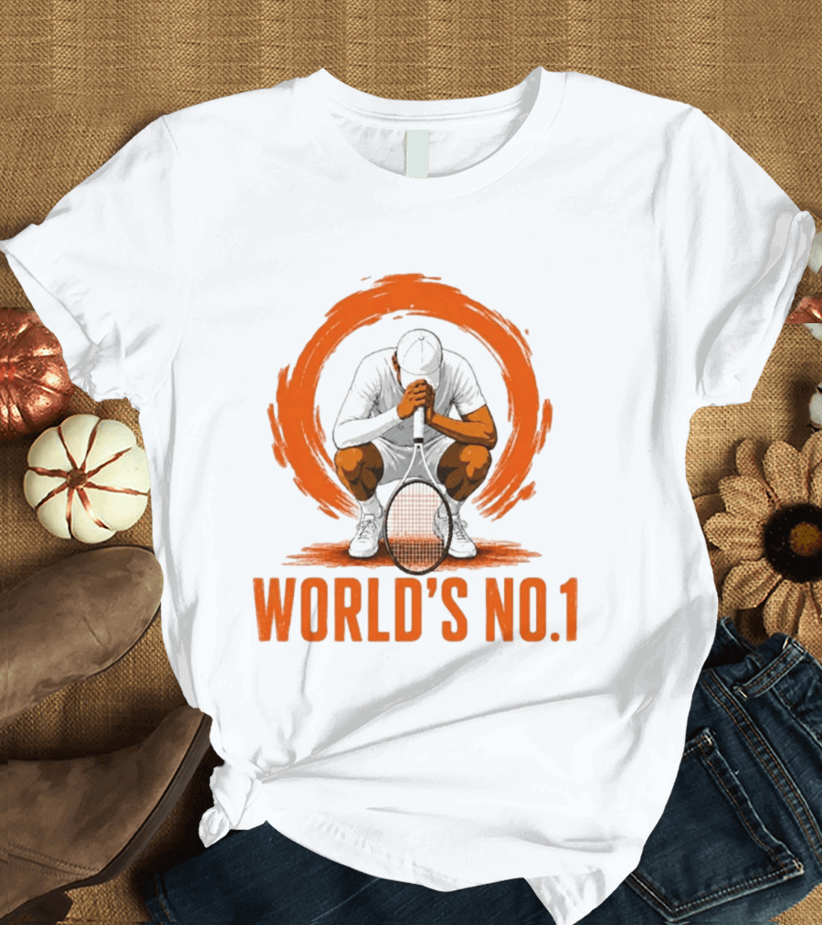 World's No. 1 Tennis Player Kneeling With Racket In Orange Circle T-Shirt