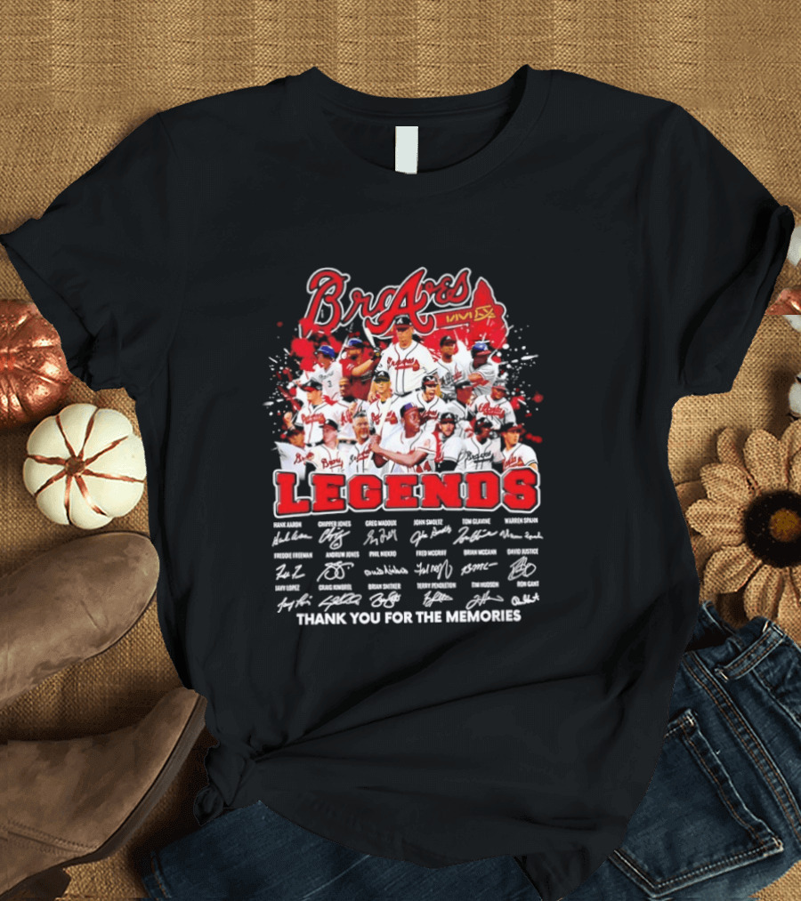 Braves Legends Thank You For The Memories Signatures Collage T-Shirt