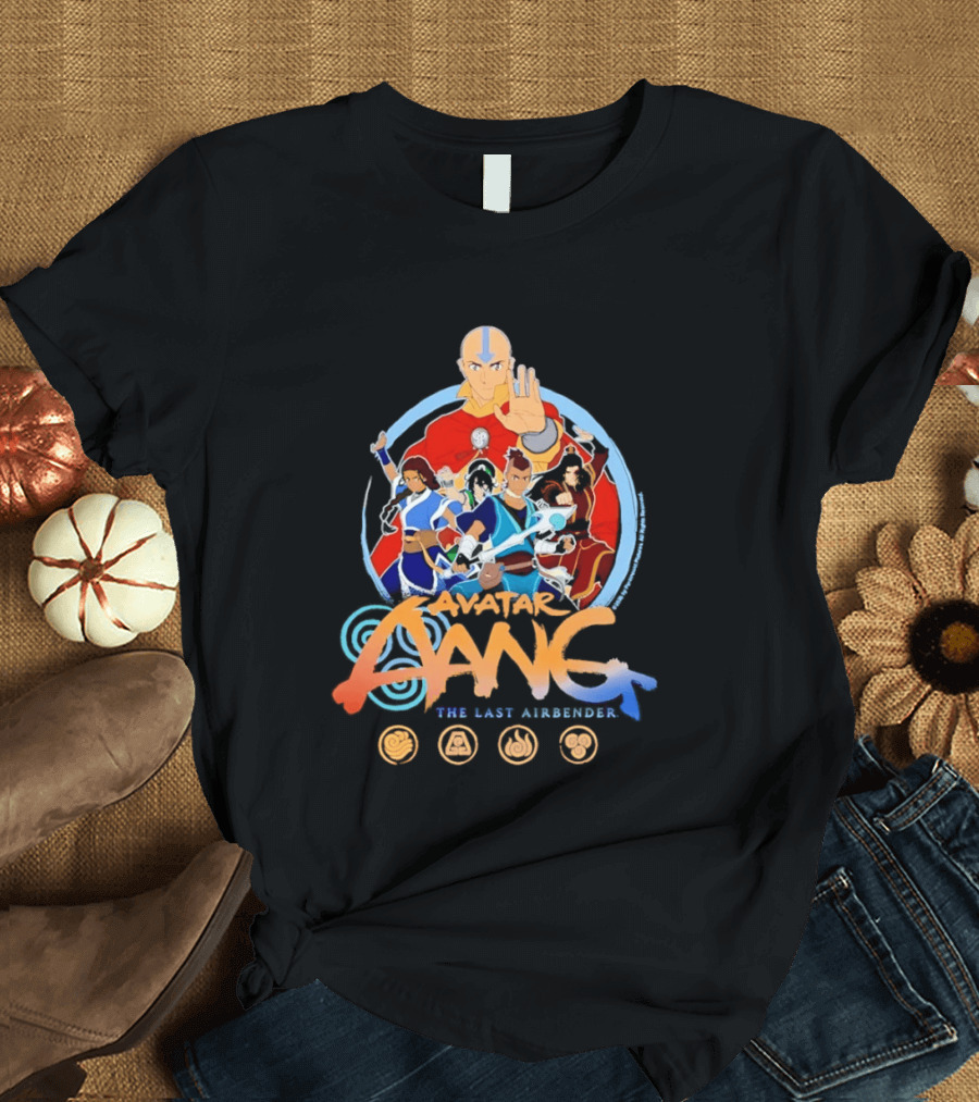 Avatar Aang The Last Airbender Team Elements Katara Toph Sokka Zuko Iroh Momo Appa T-Shirt