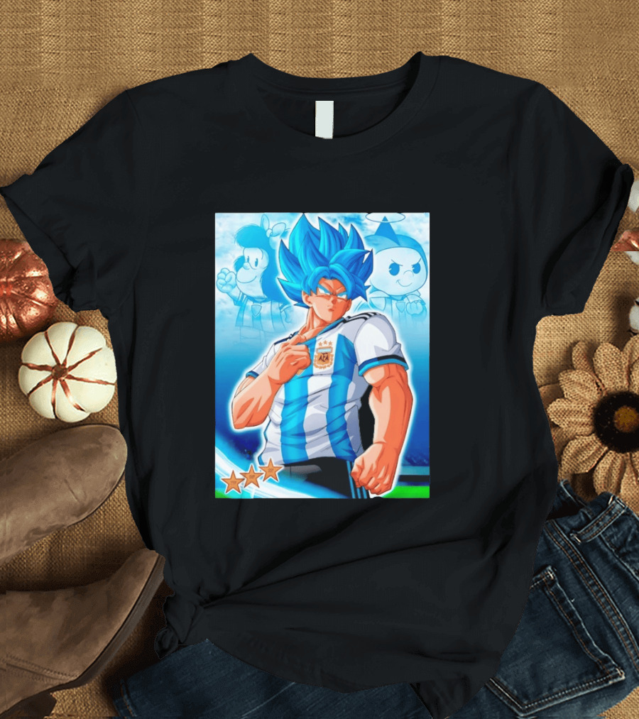 Super Saiyan Goku Dragon Ball Argentina AFA Jersey Victory Stars T-Shirt