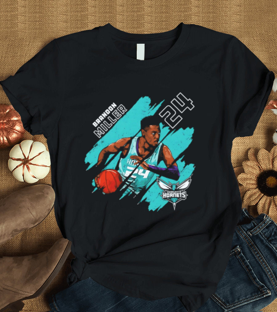 Brandon Miller 24 Charlotte Hornets Basketball Stripes T-Shirt