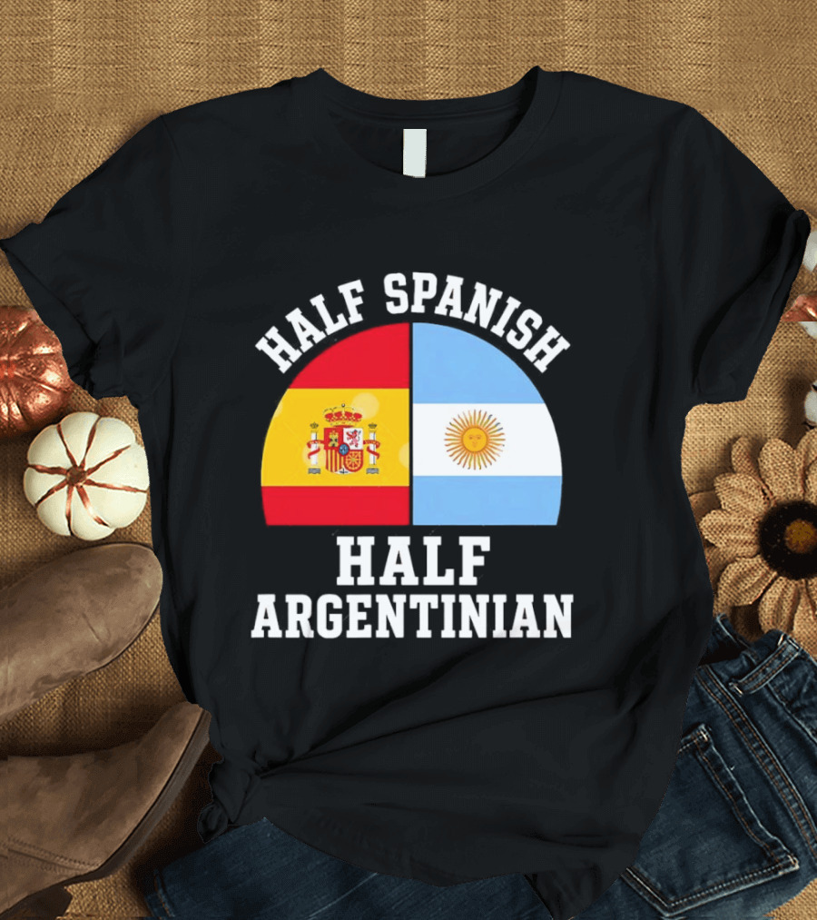 Half Spanish Half Argentinian Flags T-Shirt