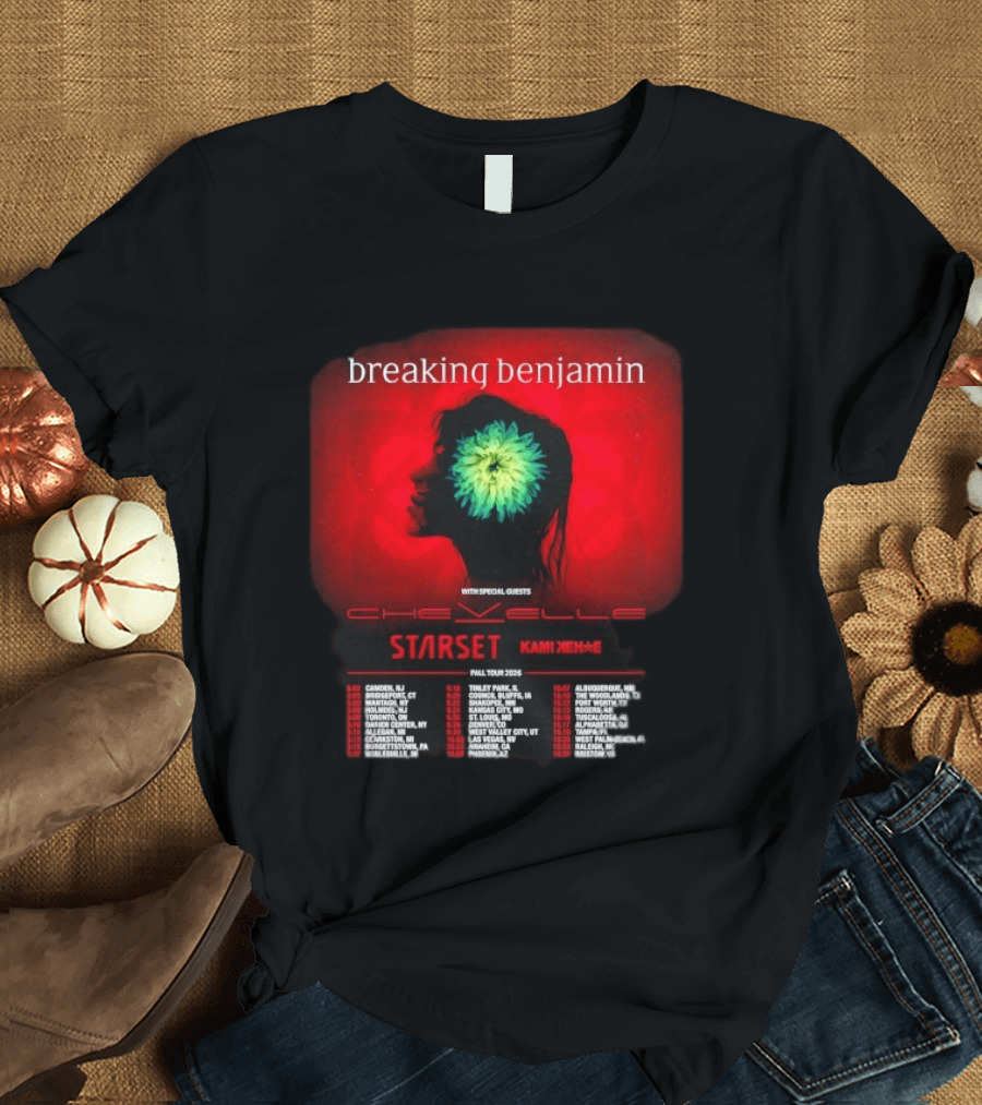 Breaking Benjamin Chevelle Starset Kami Kehe Fall Tour 2026 Dates And Locations T-Shirt