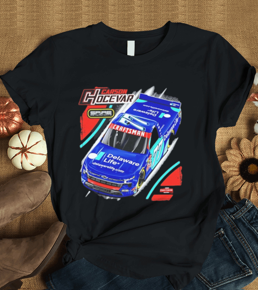 Carson Hocevar Spire Motorsports #77 Delaware Life Craftsman Racing T-Shirt