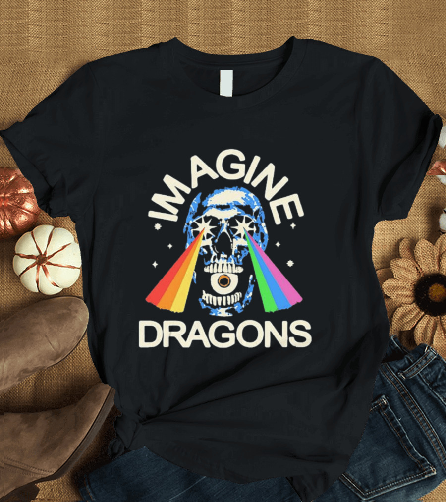 Imagine Dragons Skull Rainbow Eyes Spectrum Vision T-Shirt