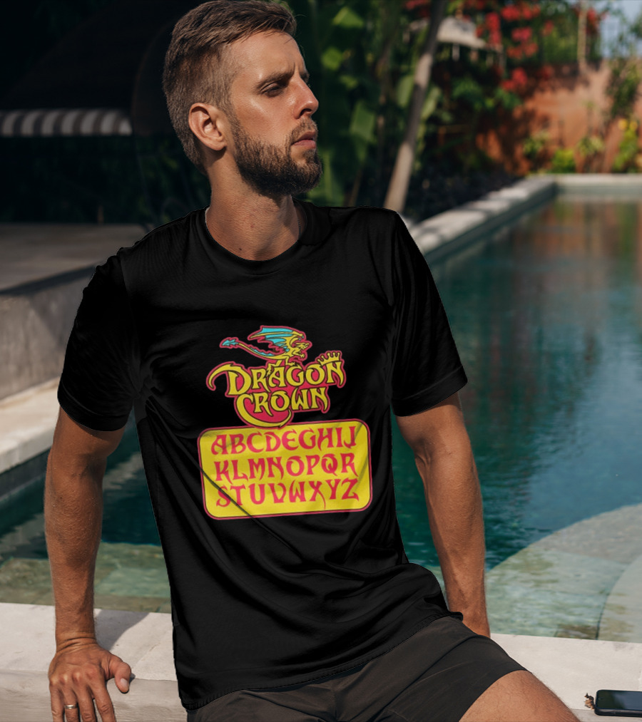 Dragon Crown Alphabet With Colorful Dragon Art And Bold Letters T-Shirt