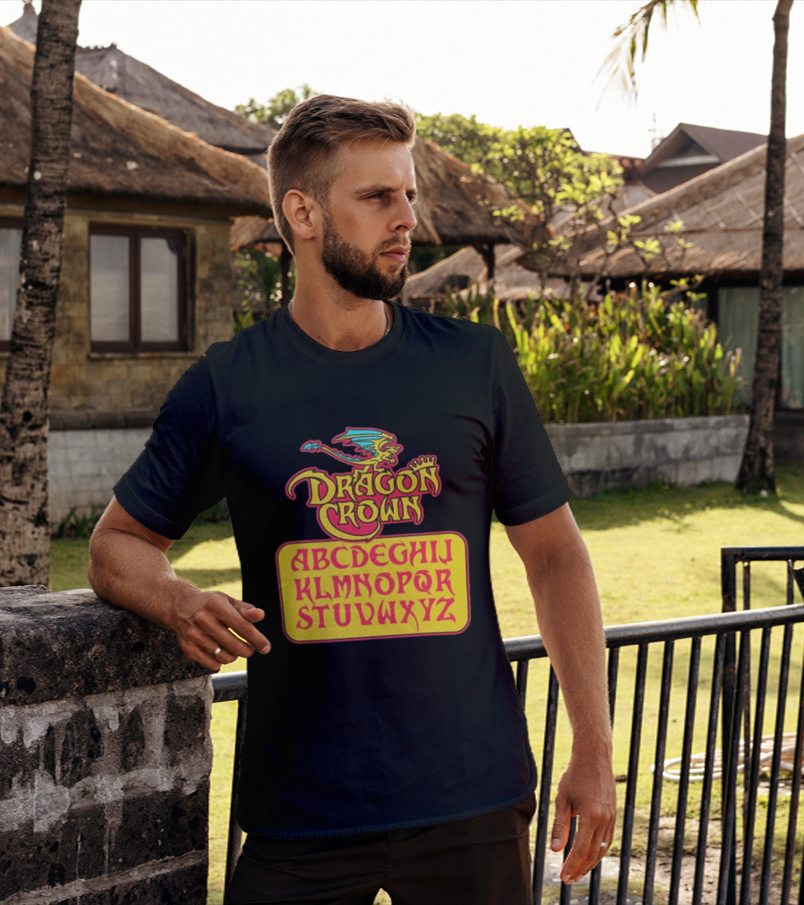 Dragon Crown Alphabet With Colorful Dragon Art And Bold Letters T-Shirt