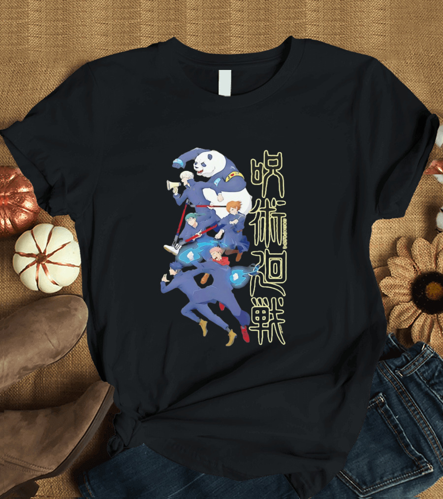 Jujutsu Kaisen Group Yuji Itadori Panda Megumi Fushiguro Nobara Kugisaki Anime Characters T-Shirt