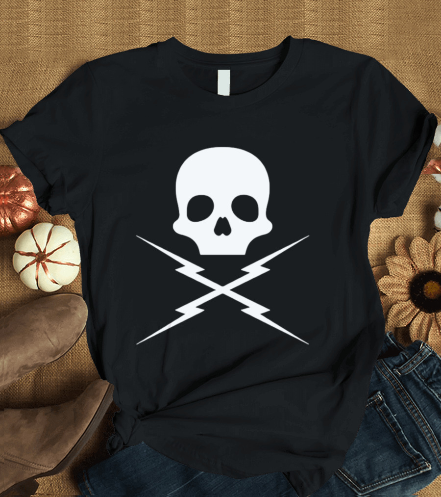 Skull Crossed Lightning Bolts Edgy T-Shirt