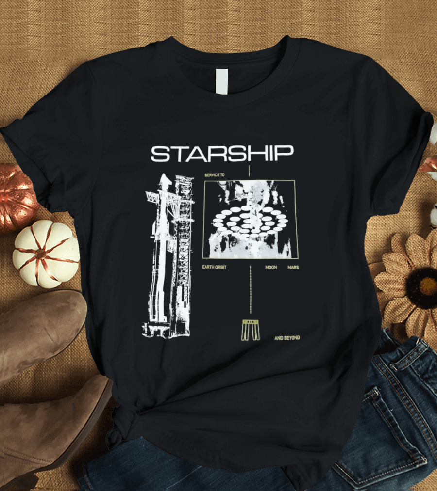 Starship Service Earth Orbit Moon Mars Beyond T-Shirt
