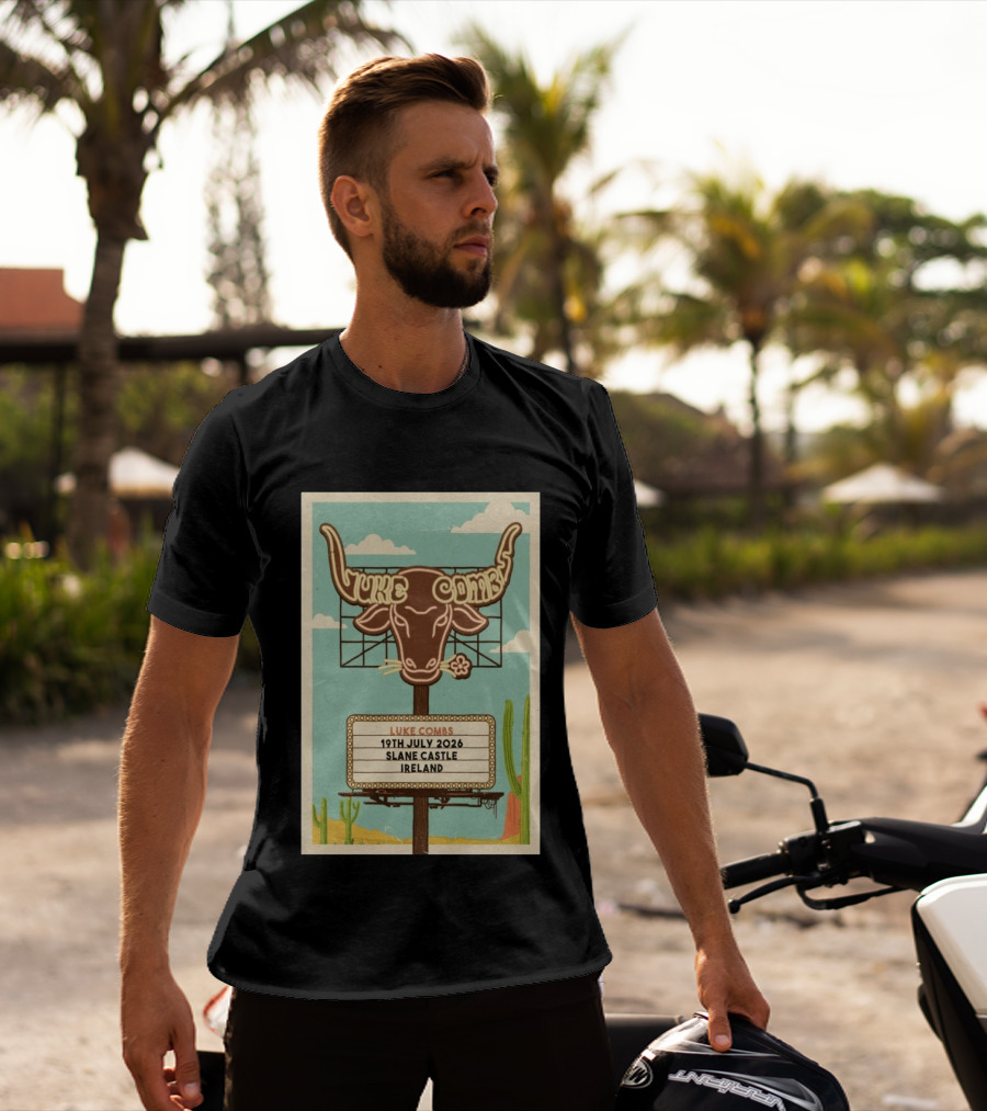 Luke Combs 19th July 2026 Slane Castle Ireland Bullhead Cactus Clouds T-Shirt