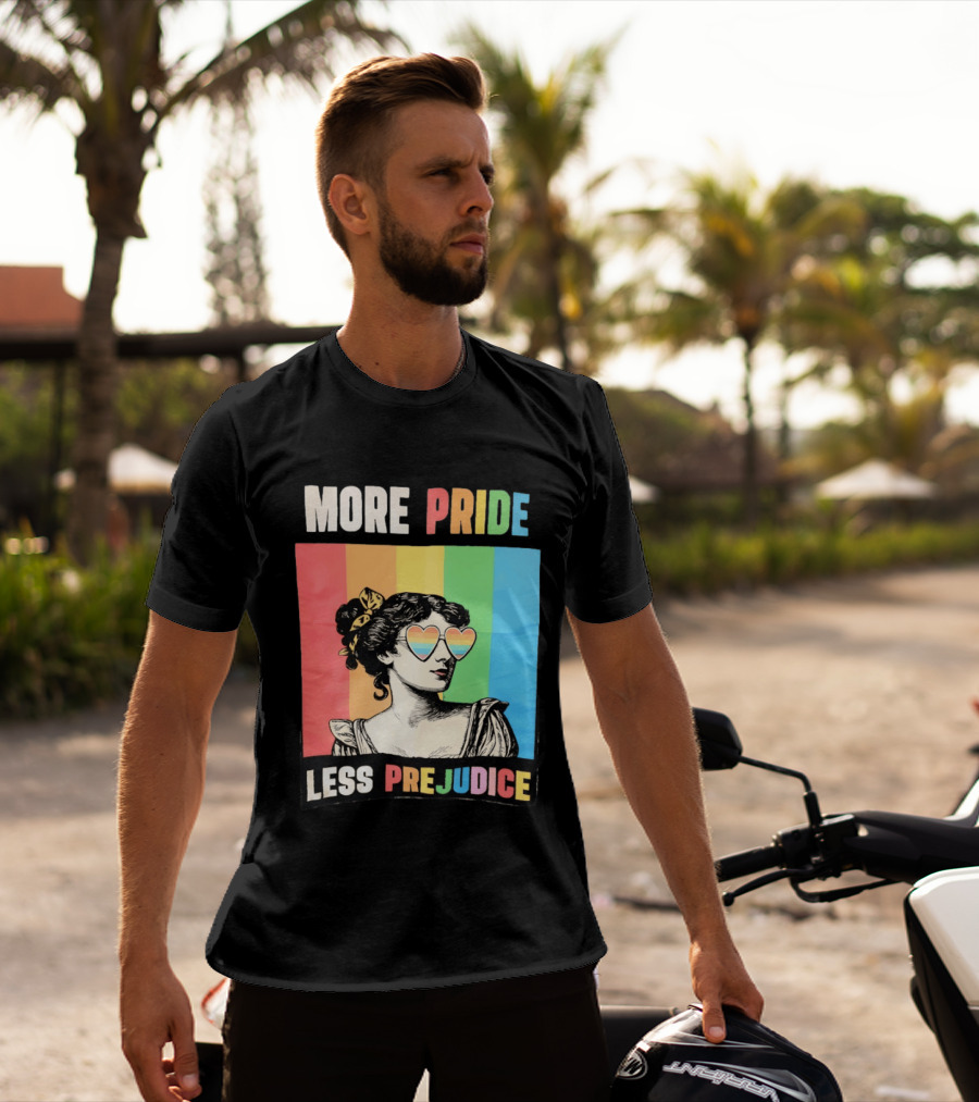 More Pride Less Prejudice Rainbow Heart Sunglasses Regency T-Shirt